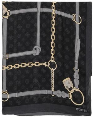 Guess Pañuelo Con Logo Y Cadena Estampada - Negro