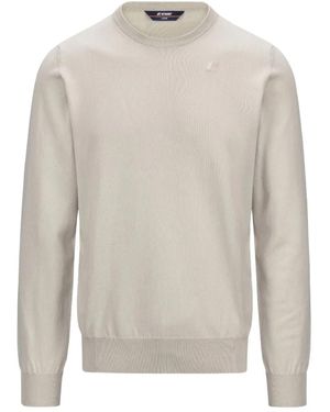 K-Way Gerippter Sebastien Pullover - Weiß