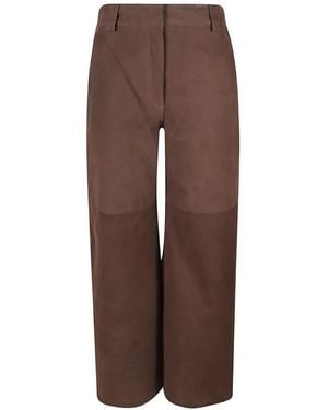 IRO Paneled Leather Pants - Brown