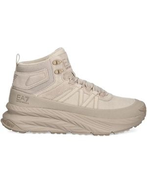 EA7 High-Top Logo Trainers - Natural