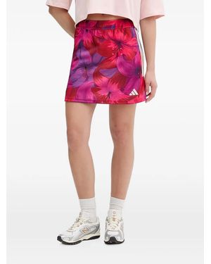 adidas X Farm Rio Floral-Print 3-Stripes Skirt - Red
