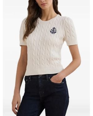 Ralph Lauren Cable-Knit Embroidered-Logo T-Shirt - White