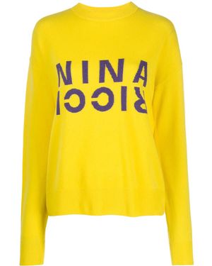 Nina Ricci Pullover Mit Logo-Stickerei - Gelb