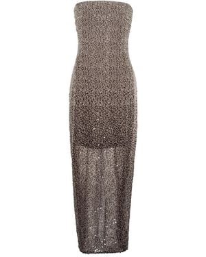 ROTATE BIRGER CHRISTENSEN Beaded Midi Tube Dress - Brown