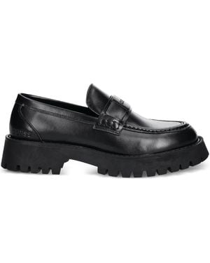 Guess Logo-Plaque Lug-Sole Loafers - Black
