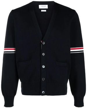Thom Browne Tricolour 4-bar Cardigan - Blue