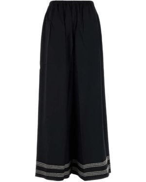 Bode Mathilde Stripe-Embroidered Trousers - Black