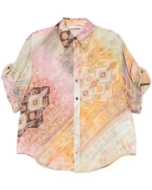 Zimmermann Silk Shirt With Short Sleeves - Multicolour