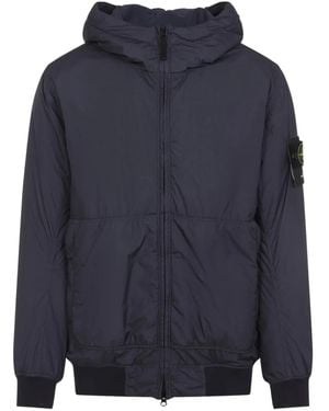 Stone Island Hooded Panelled Coat - Blue