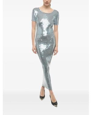 Maison Margiela Sequin Short-Sleeve Maxi Dress - Blue