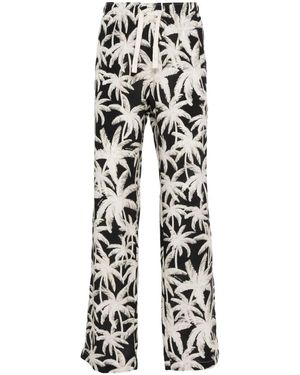Palm Angels Allover Logo Loose Fit Trousers - White