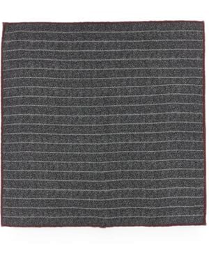 Brunello Cucinelli Pinstripe Hand-Rolled Pocket Square - Grey