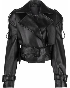 Manokhi Hana Cropped Biker Jacket - Black