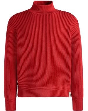 Bally Gerippter Strickpullover Mit Stehkragen - Rot