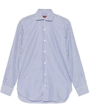 Barba Napoli Striped-Print Long-Sleeve Shirt - Blue