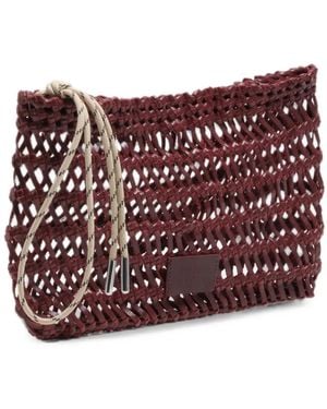 Bimba Y Lola Dark Cherry Plaited Leather Handbag - Red
