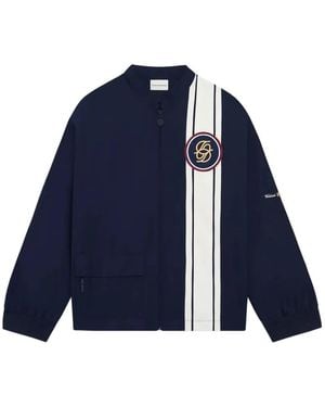 Drole de Monsieur Stripe-Pattern Logo-Patch Jacket - Blue