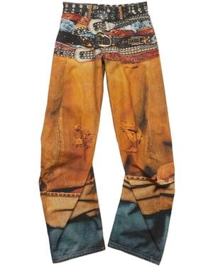 Acne Studios Jeans Met Wijde Pijpen En Print - Oranje