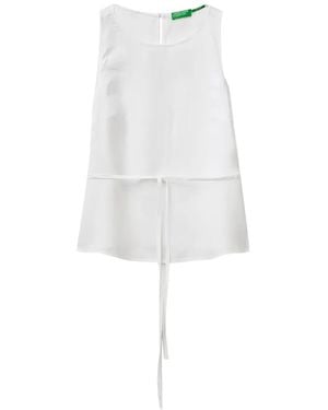 Benetton Sleeveless Belted Tank Top - White