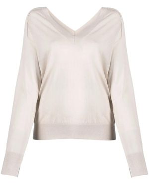 Calvin Klein V-Neck Wool Jumper - Natural