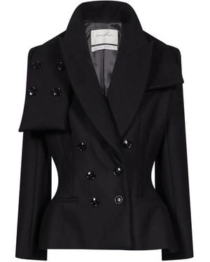 MATIERES FECALES Double-Breasted Asymmetric Blazer - Black