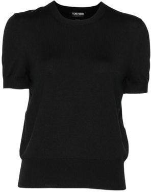 Tom Ford Camiseta De Lana Con Cuello Redondo - Negro