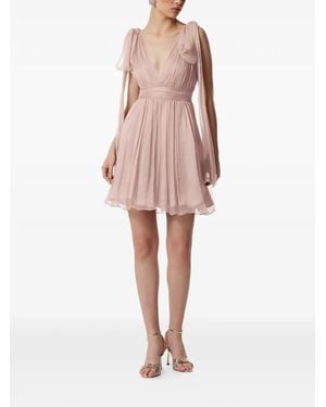 Framboise Tie-Detail V-Neck Dress - Pink
