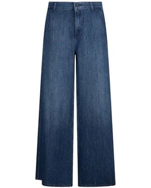 Liu Jo Flared Jeans With Rhinestones - Blue