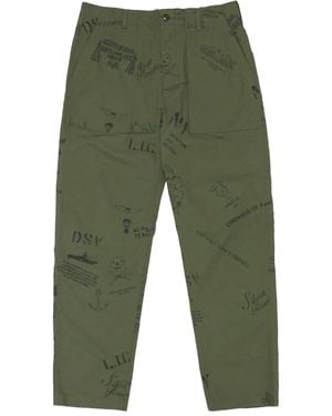 Engineered Garments Fatigue Hose mit Graffiti-Print - Grün