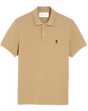 Ami Paris Katoenen Poloshirt Met Ami De Coeur - Naturel