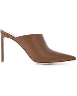 Francesco Russo Pointed-Toe Stiletto Mules - Brown