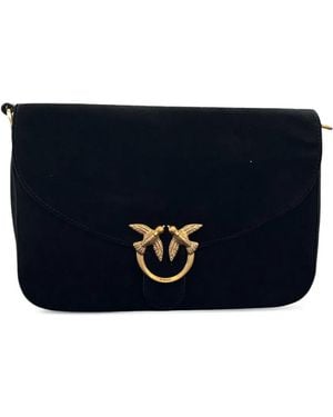 Pinko Love Bag Suede Clutch Bag - Blue