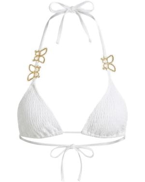 Beach Bunny Ny Butterfly-Appliqué Triangle Bikini Top - White