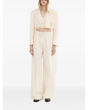 Nissa Belted Striped Trousers - Natural