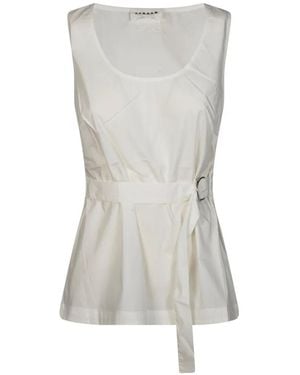 P.A.R.O.S.H. Embroidery Belt-Detail Blouse - Grey