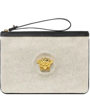 Versace La Medusa Canvas Pouch - White