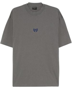 Balenciaga T-Shirt mit Logo-Stickerei - Grau