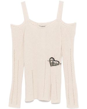 Twinset Brooch-Detail Top - Natural