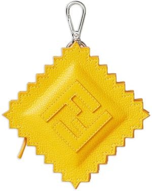 Fendi Logo Leather Keyring - Yellow