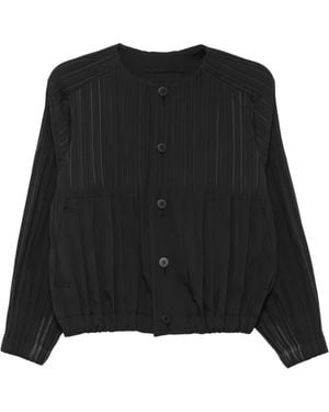 Pleats Please Issey Miyake Pleated Button-Up Jacket - Black