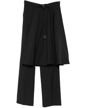 Sacai Pleated-Overlay Trousers - Black
