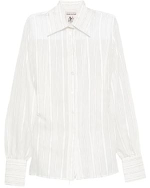Semicouture Striped Tie-Back Shirt - White