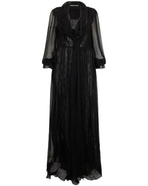 Alberta Ferretti Lace-Panelled Maxi Dress - Black