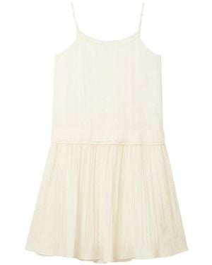 B+ AB Ruffled Pleated Mini Dress - White