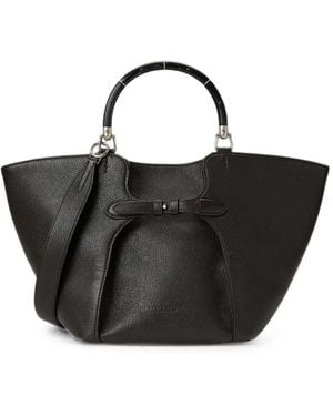Ralph Lauren Small Chain-Trim Leather Tote Bag - Black