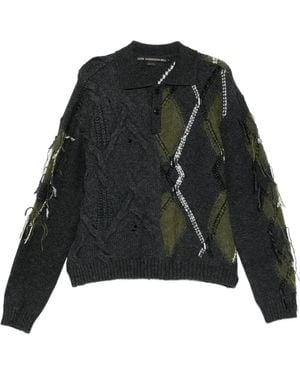 ANDERSSON BELL Cable-Knit Polo Shirt - Black