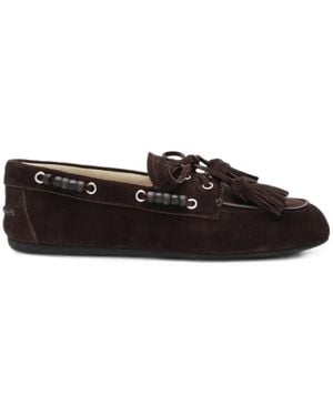 Miu Miu Suede Boat Shoes - Black