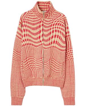Burberry Warped Houndstooth-Pattern Track Jacket - Pink