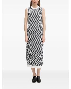 Barbour Chevron-Pattern Sleeveless Midi Dress - White