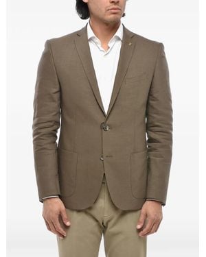 Corneliani Cc Collection Patch-Pocket Linen-Blend Blazer - Green